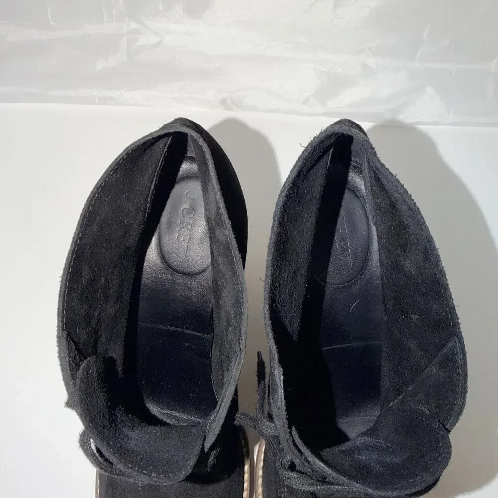 J.Crew Black Suede Lace-Up Block Heel Ankle Booties Sz 10 Chukka Desert Boot JB2